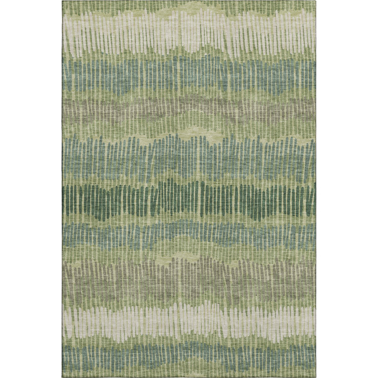 Premium Machine Washable Prisco Green Rug