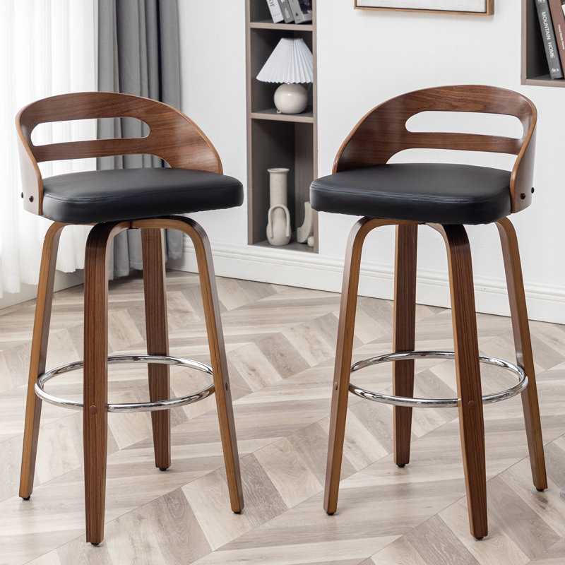 Mahtab Swivel Bar Stool, Black, Bar Stool (76cm Seat Height)