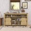 Buffet Farmhouse avec porte de grange coulissante et panneaux grillagés - Buffet de rangement ouvert-753097391