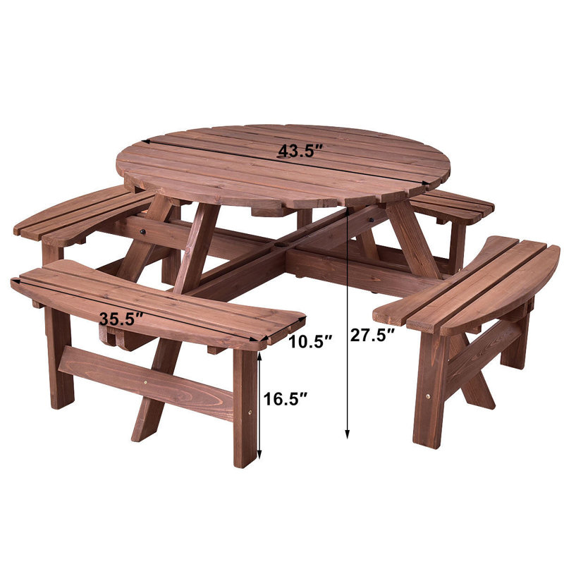 Table de pique-nique en bois massif Currier