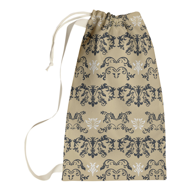 New Orleans Fabric Laundry Bag with Handles, Wheat/Black/White, Small (29" H x 18" W)