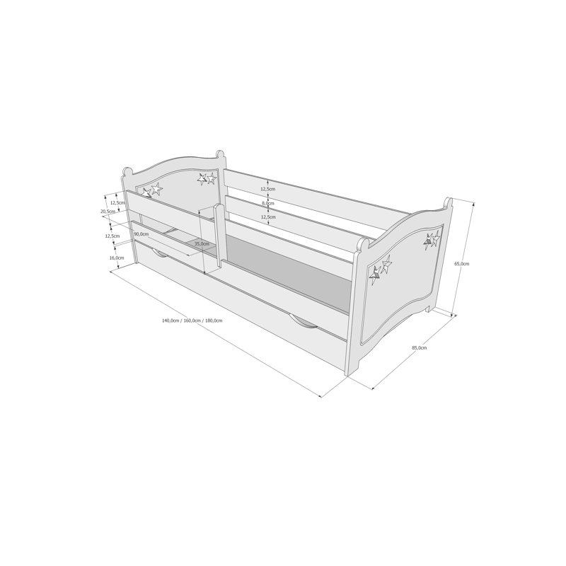 Sinclair Standard, 70 x 140 cm, Blue, With Drawer