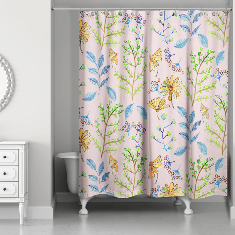 Rushie Floral Shower Curtain, Pink