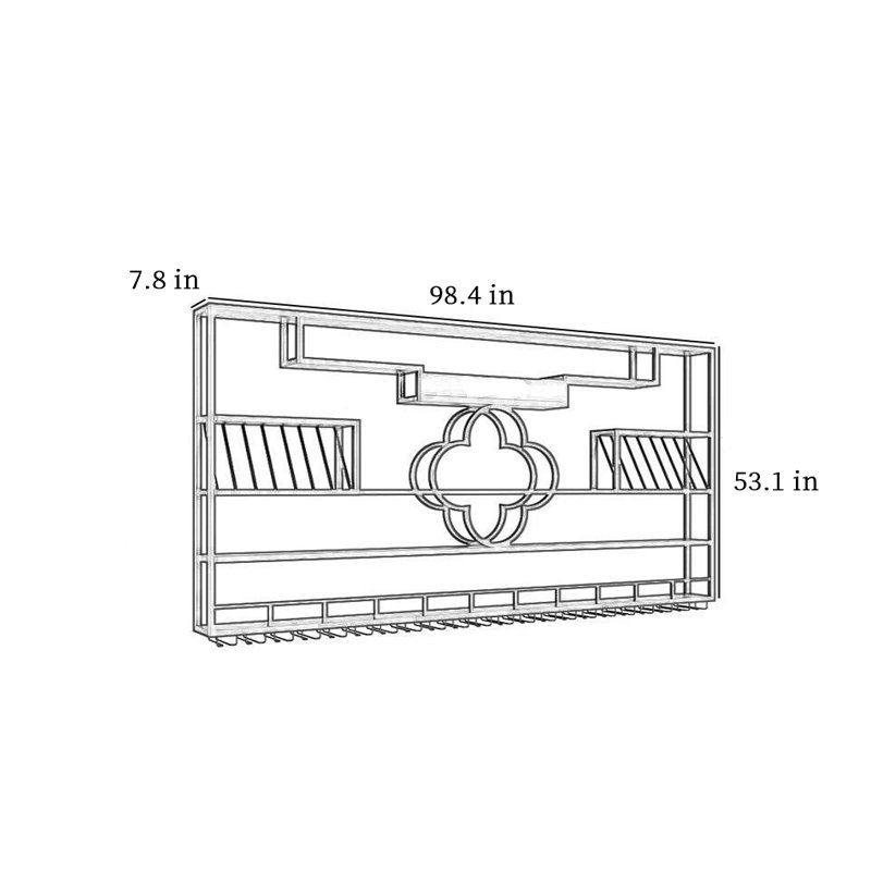 Support à vin simple Simple, Doré, H 53,1 po x l 98,4 po x P 7,8 po