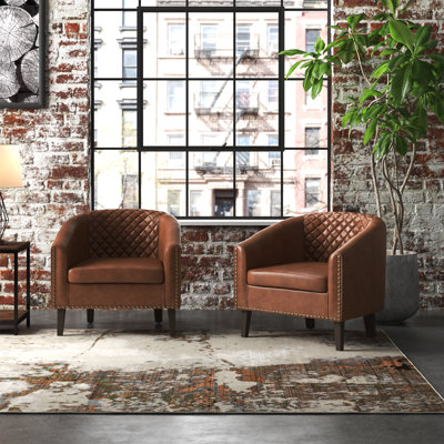 Fauteuil demi-tonneau capitonné 2 pièces Oscar