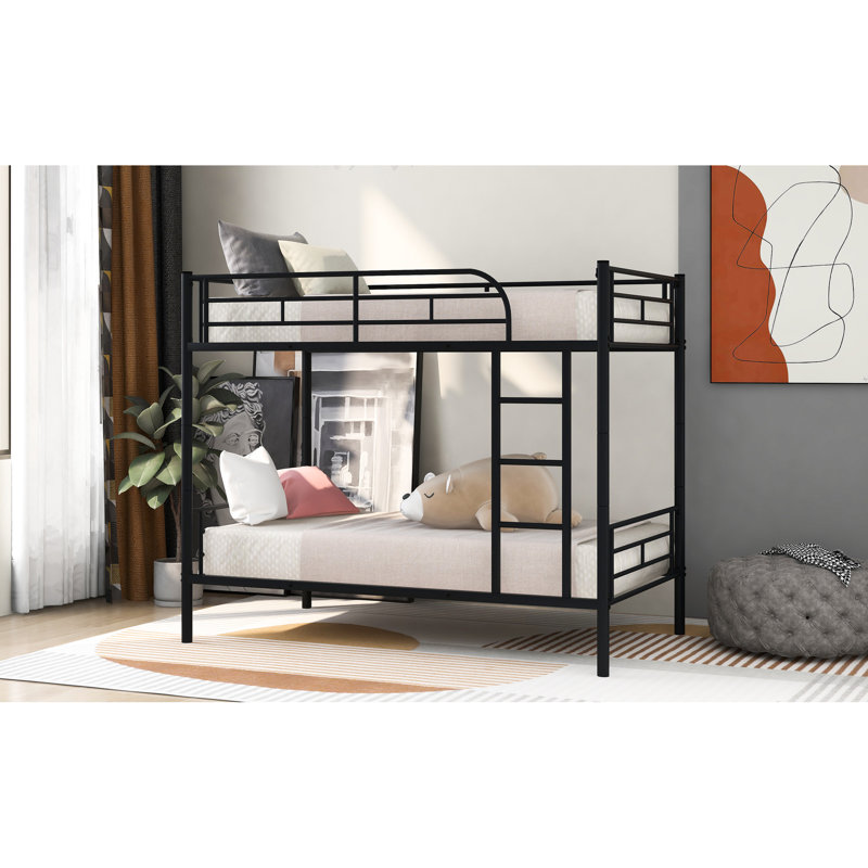 Lit superposé simple au-dessus de métal noir - usure, capacité supérieure de 250 lb, peu encombrante, longueur du produit: 78,1 po