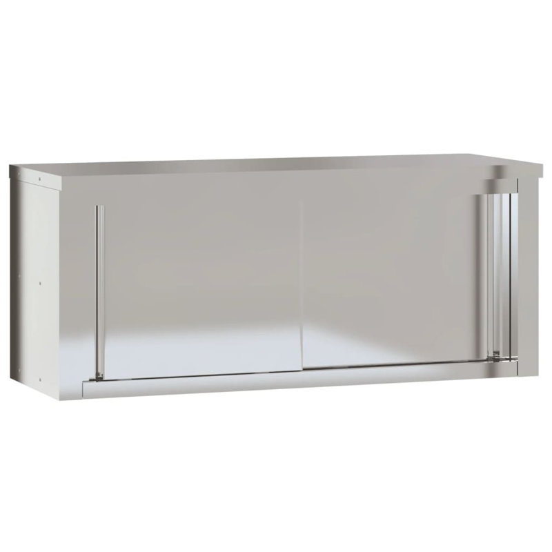 Callison Silver Stainless Steel Accent Cabinet, 110cm H x 46cm W x 40cm D