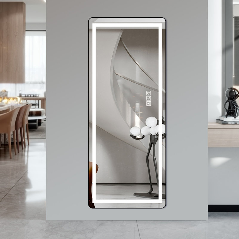 Framed rounded full-length mirror HD explosion-proof, bedroom floor mirror, bathroom wall-mounted dressing mirror, Black
