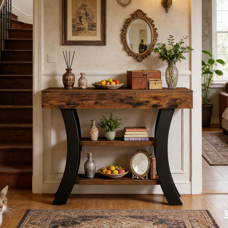 41.3" Console Table, Entryway Table with Storage Shelves