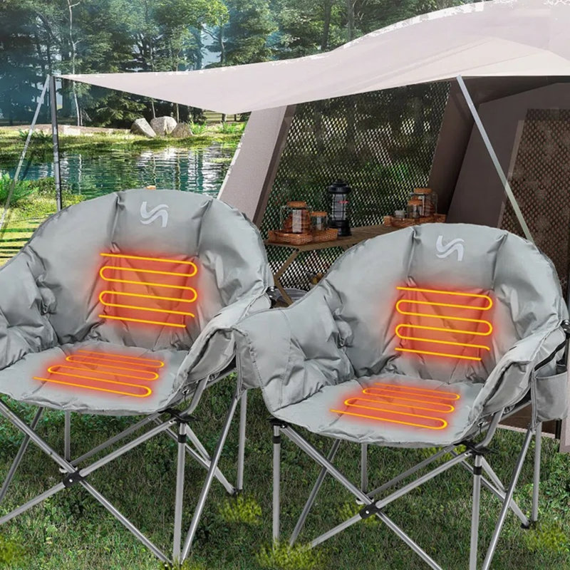 Fauteuil de camping chauffant Nobuyasu, Gris