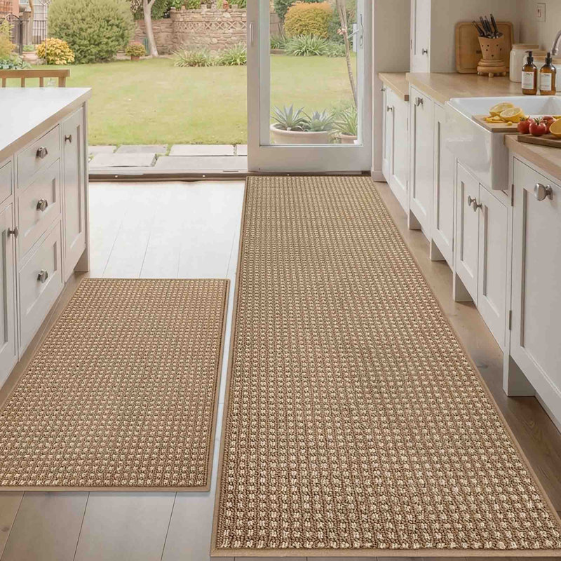 Tapis de cuisine antidérapants lavables à la machine (ensemble de 2), Grey Brown