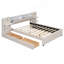 Grand lit plateforme tapissier avec lumières de lecture, tiroirs, lit gigogne et tablettes-304265998