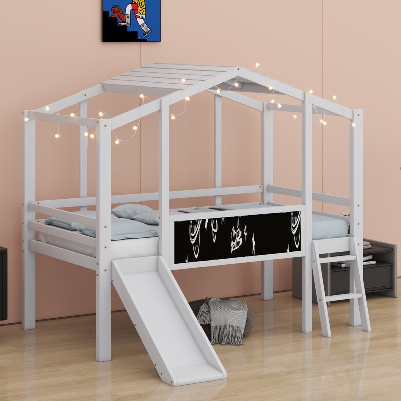 Lit mezzanine avec échelle et glissade, Blanc