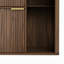 Litière pour chat 31,5 po en noyer avec arbre, portes doubles et tablettes de rangement pour le salon ou la chambre à coucher. Comprend un compartiment encastré pour cacher la boîte, des ouvertures arquées faciles d'accès et une corde de chanvre-1226807305