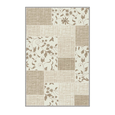Stylish Woven Carpet (3.9 x 4. ft), 1% Polyester, Pile Height: .3 in | Antibacterial & Non-Slip Underside, 3D Digital Printing | Machine Washable, Perfect for Home Décor, Living Room & Bedroom Use