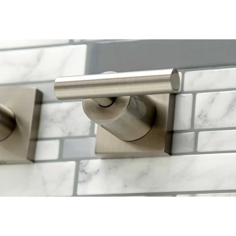 Manhattan Double Handle Wall Mounted Roman Tub Faucet, Brushed Nickel