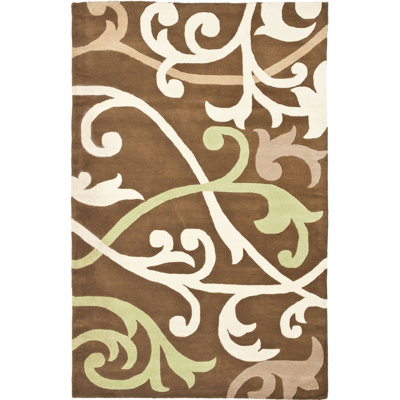 Tapis brun en laine touffeté à la main Chanler