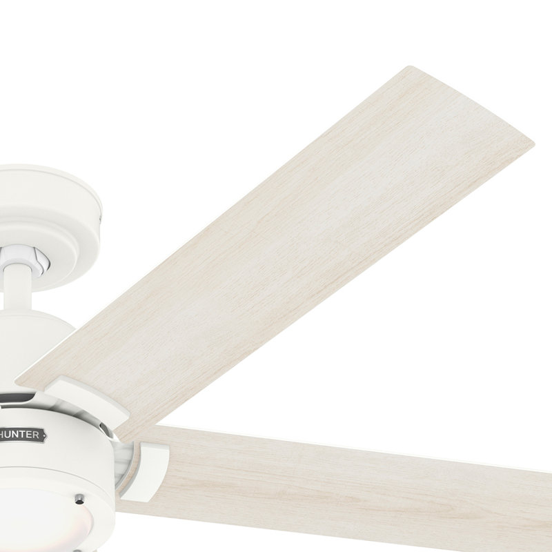 Hunter 52 Inch Erling ENERGY STAR® Ceiling Fan With Lights And Remote, White, White/White Wood