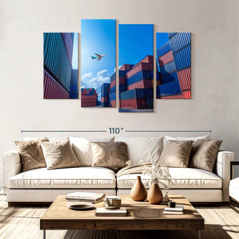 Mehar Airplane Over Cargo Warehouse, 54" H x 84" W