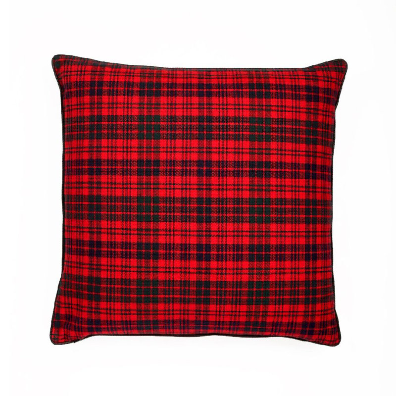  Housse de coussin carré en coton, 24 po x 24 po, Polyester/ Bourre en polyester, Red Plaid
