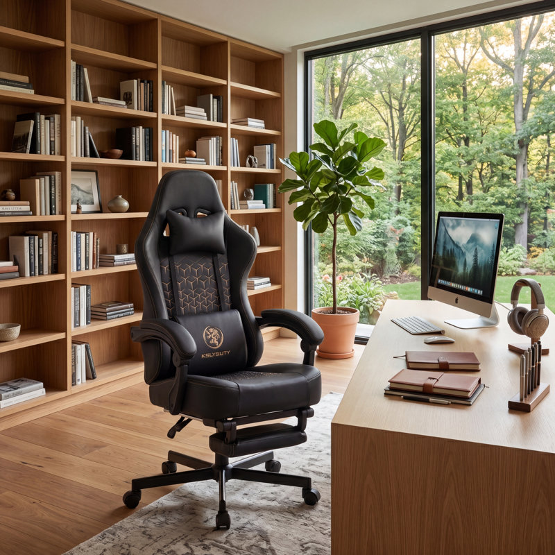 Adjustable Reclining Ergonomic Faux Leather Swiveling PC & Racing Game Chair Set Of 2, Matte Black