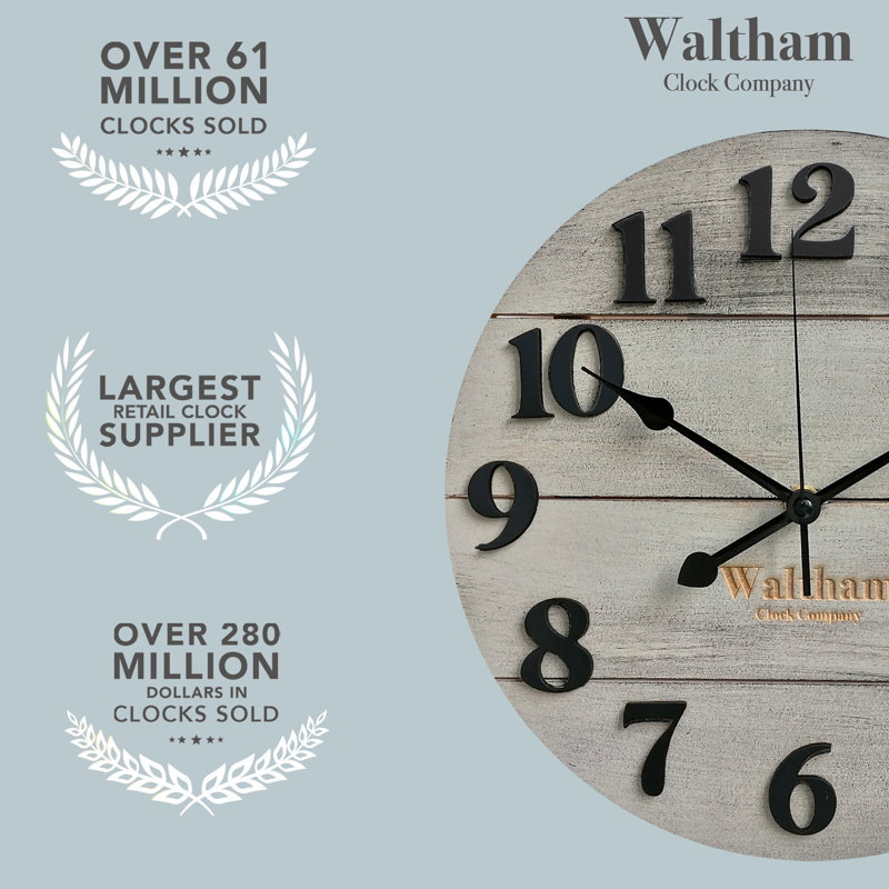 Waltham 11" Gray Solid Wood Silent Wall Clock