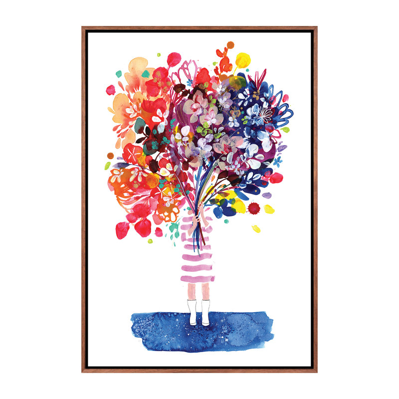 «Woman with Flowers» par CreativeIngrid - impression d'art graphique, H 40 po x l 26 po x P 1,5 po, Aucun mat