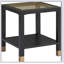 Table d'appoint carrée avec tablette, table d'appoint de style bohème pour le salon, table de bout en verre trempé avec structure en métal, table de chevet pour la chambre à coucher, 2 niveaux-473077702
