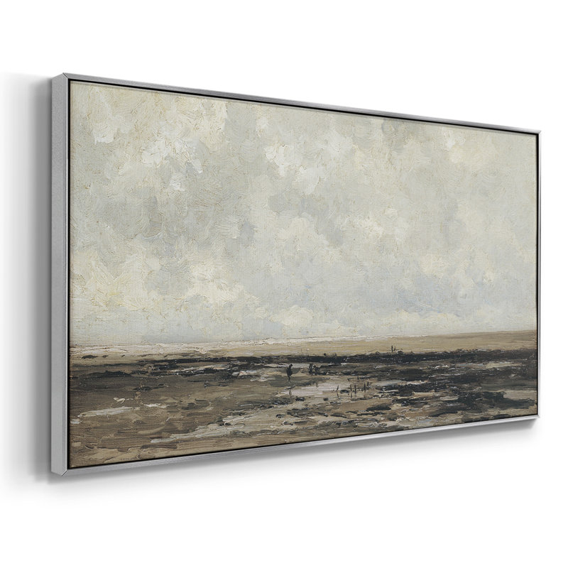 Paysage, série DCC-XXVI, toile tendue avec châssis, prête à être accrochée, H 25 po x l 49 po, Argent argent