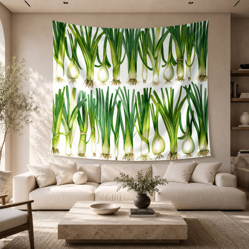 Tapisserie murale légumes vert oignon vert, 26 po x 36 po