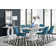 Alezzo Modern High Gloss Extendable Dining Table Set with 6 Luxury Velvet Dining Chairs