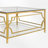 Square Glass Coffee Table in 33.5",Luxurious Geometric Metal Frame,Gold Finish & Lower Shelf-1902772713