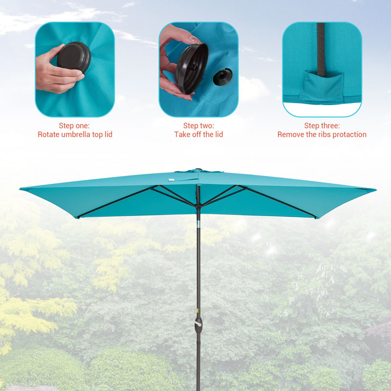 Dorane 120'' x 78'' Rectangular Market Umbrella, Lake Blue