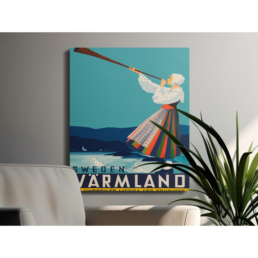 Sweden Vv§rmland Canvas Wall Art, Vintage Travel Poster, Gallery Wrapped Canvas Print, Ready to Hang, Scandinavian decor