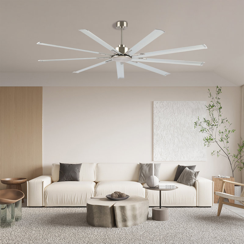 Ayodele 84-inch 9-Blades Indoor Ceiling Fan with Remote, Nickel/White