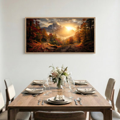 Tableau encadré sur toile représentant un paysage d'automne (1 pièce), 122 x 61 cm