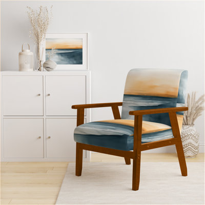 Chaise rembourrée Coastal Minimalisme - Fauteuil bleu et orange Coastal Horizon Sands