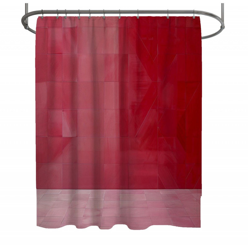Rideau de douche rouge - Décoration de salle de bain Architecture, H 73 po x l 70 po