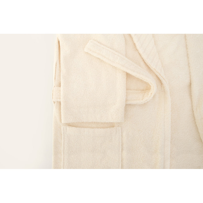Peignoir 100% coton mi-mollet avec poches, G / TG, Crème