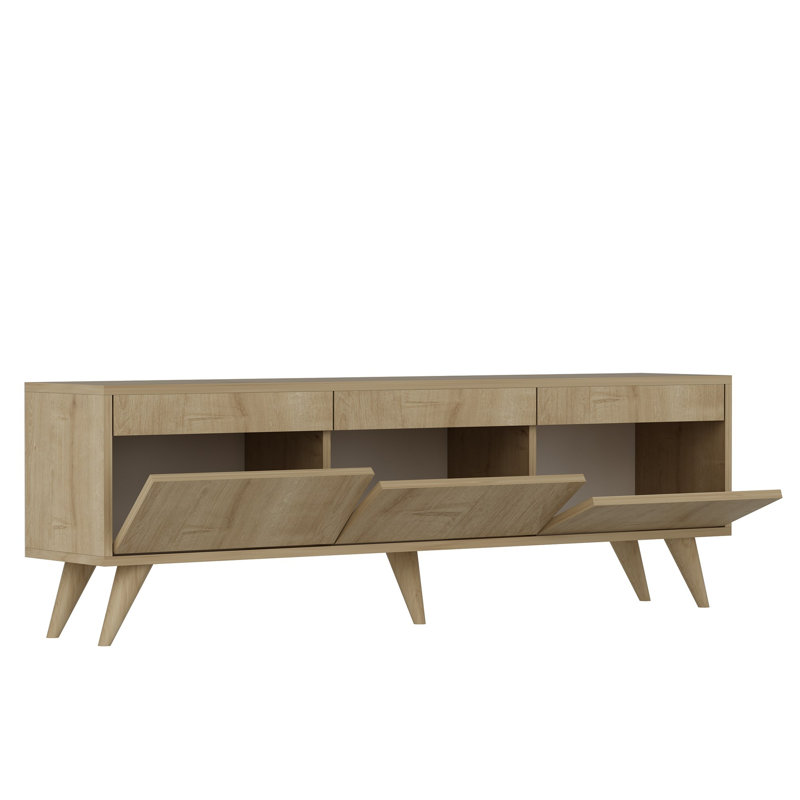 Meuble télé 59,1 po x 11,8 po x 18,9 po Sapphire Oak | 100% panneau de particules enduit de mélamine, épaisseur: 0,7 pouce | Pieds en PVC (15,0 cm) | Design élégant et fonctionnel pour le salon et les espaces de divertissement