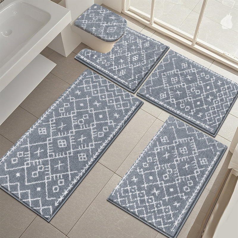 Tapis de salle de bain absorbant (ensemble de 5), Gris