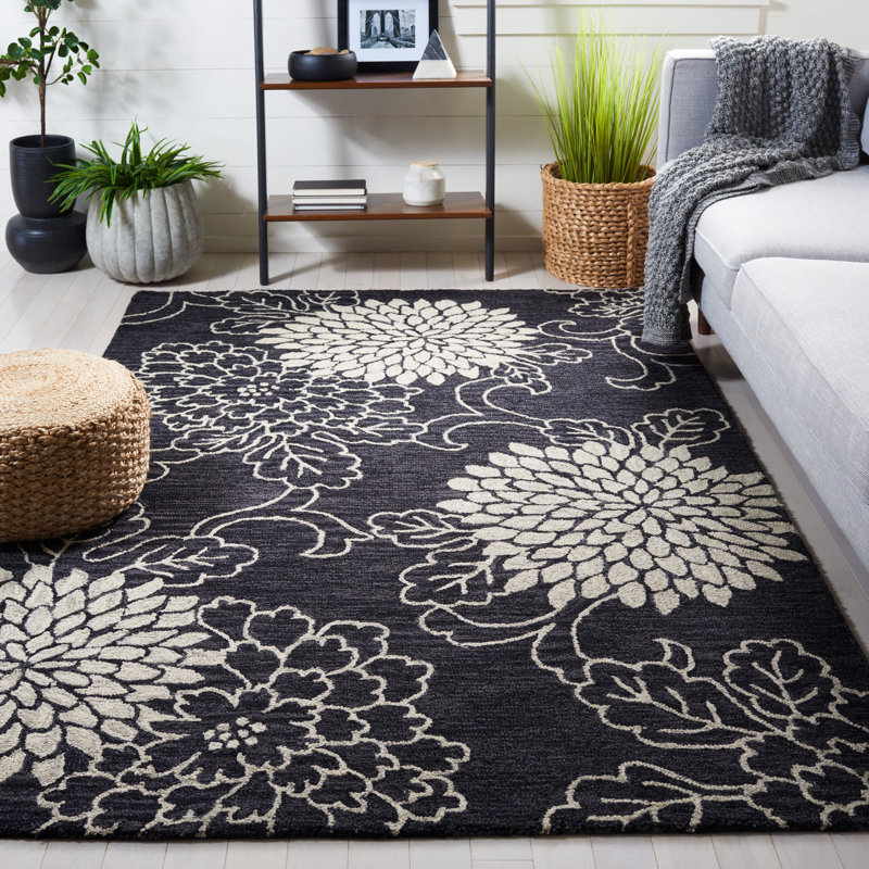 Tapis noir / ivoire Abranda, Carré 6 pi