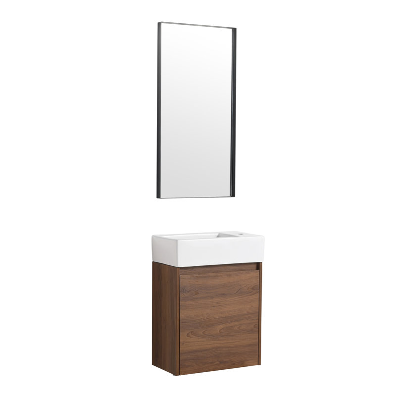 Petit meuble-lavabo flottant avec lavabo simple