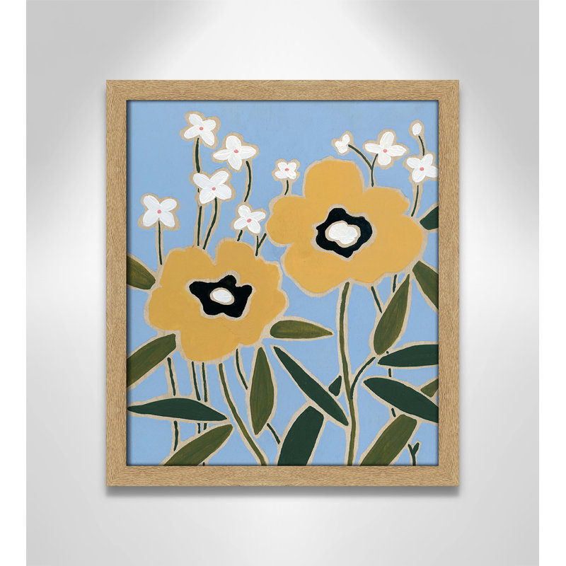 «Woodblock Floral II» par - Impression de cadre photo simple, H 15 po x l 13 po x P 1,25 po, Encadré naturel