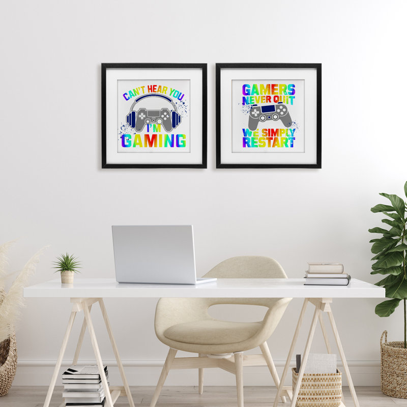 Ensemble de 2 reproductions encadrées sous-verre Rainbow, H 16 po x l 16 po, Cadre noir minuit