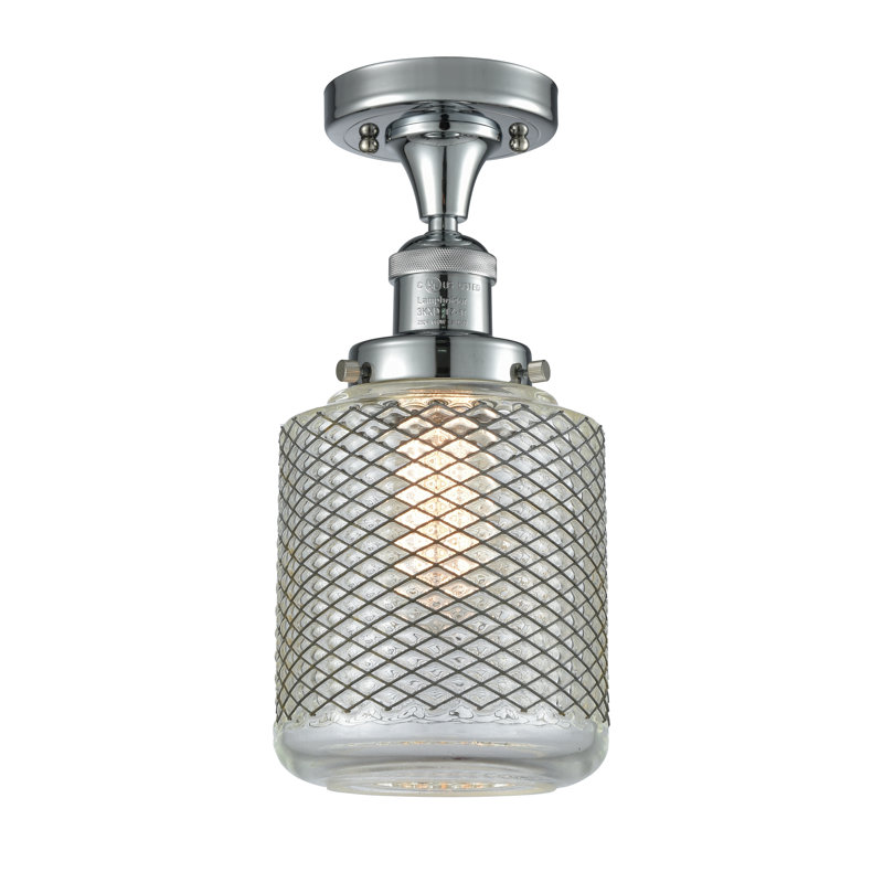 Pylant Glass Semi Flush Mount, No Bulb Included, Polished Chrome