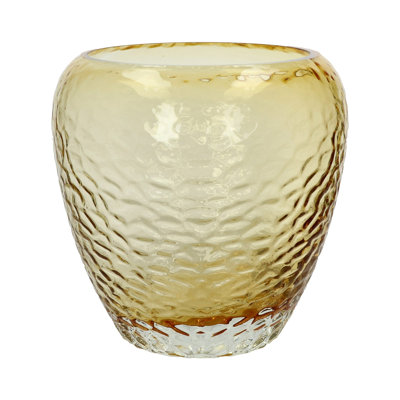 Alexes Prisma Vase Hurricane Amber Glass Dia 12"