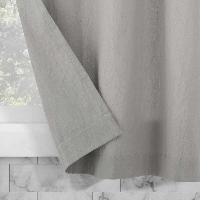 Paire de rideaux de cuisine semi-transparents en coton délavé avec pattes Archaeo Sarro, L 52 po x L 36 po, Argent