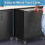 Ensemble de rangement pour garage en 3 pièces : armoires métalliques à roulettes, armoire murale, armoire à un tiroir sur roulettes, armoire à panneaux perforés haute et coffre à outils verrouillable.