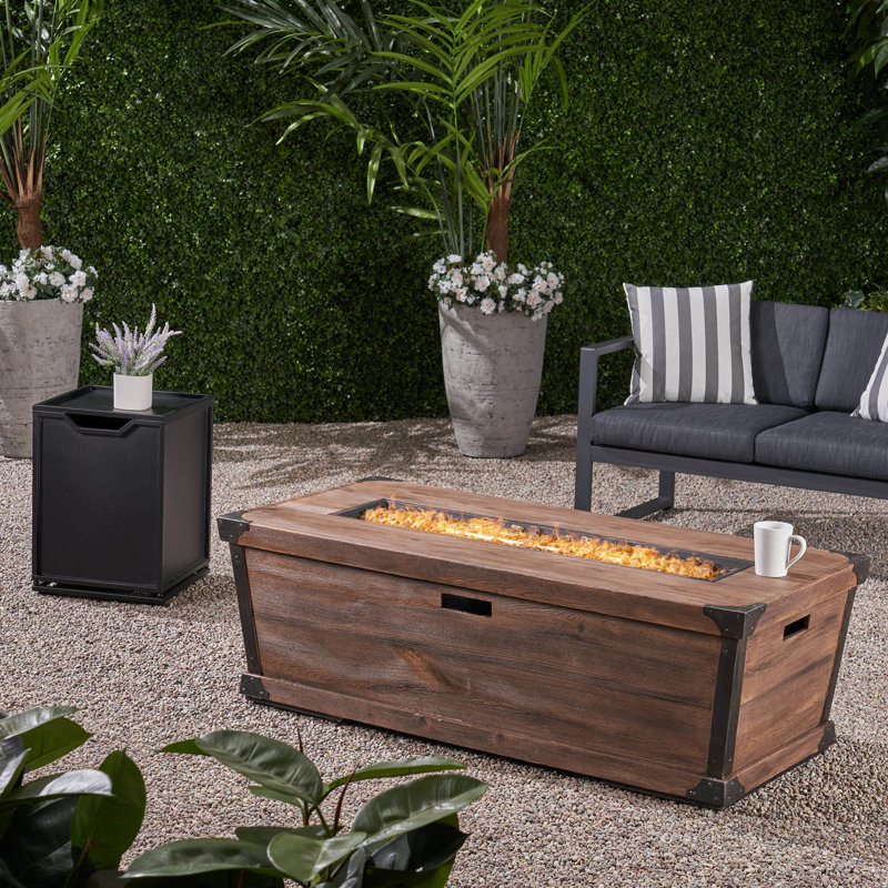 Clementine Rectangle Propane Fire Pit Table with Hidden Fuel Tank